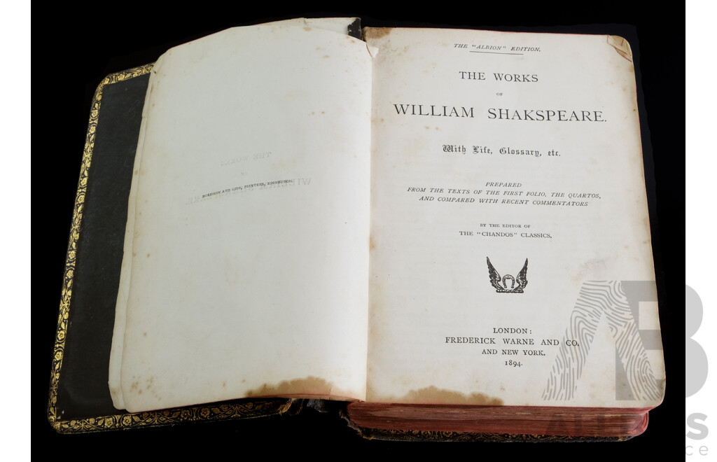 Antique Albion Edition of The Works of William Shakspeare, Frederick Warne and Co London 1894