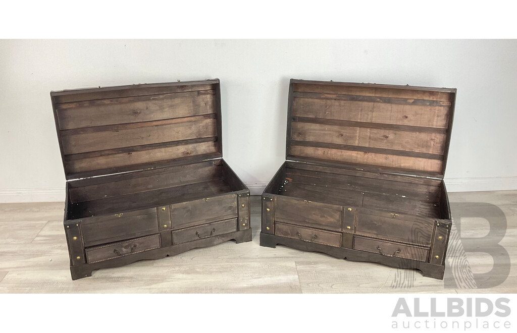 Two Decorative Timber Storage Trunks