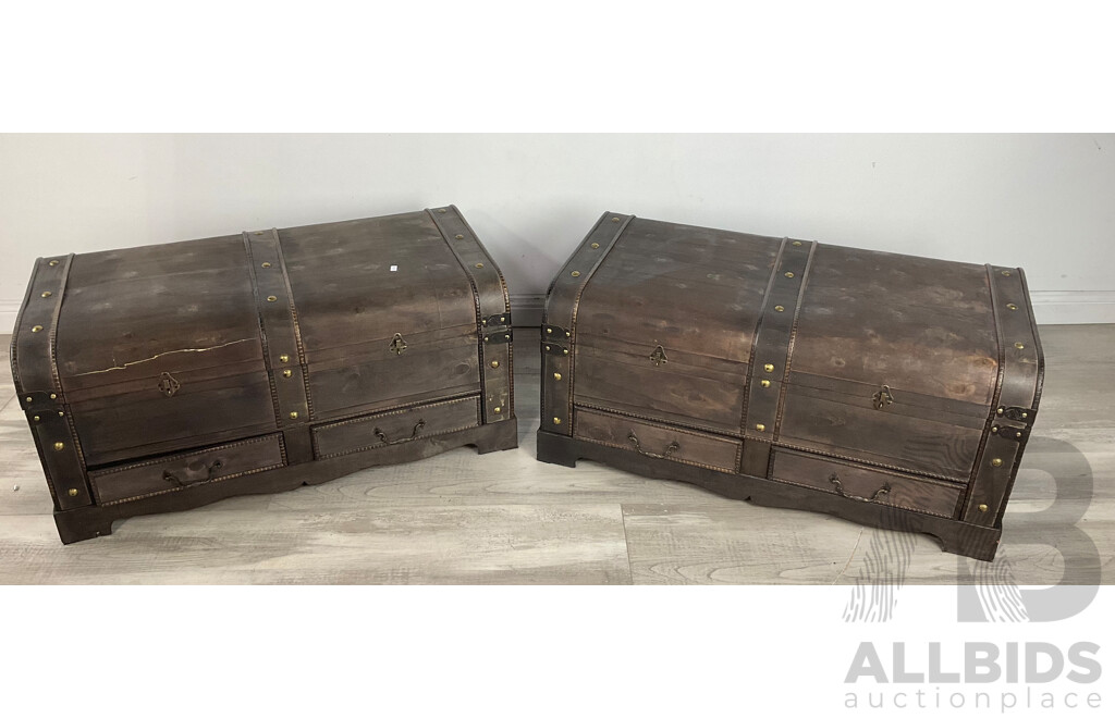 Two Decorative Timber Storage Trunks