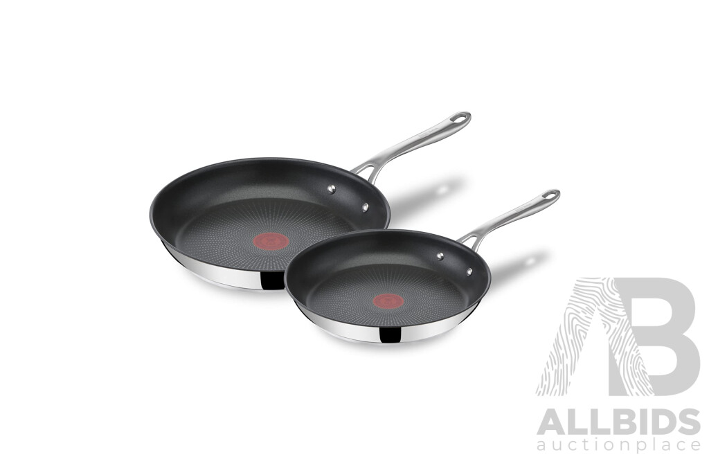 Jamie Oliver Tefal Cooks Classic 24/28cm Induction Frypan Set Stainless Steel Twin Pack - ORP $399