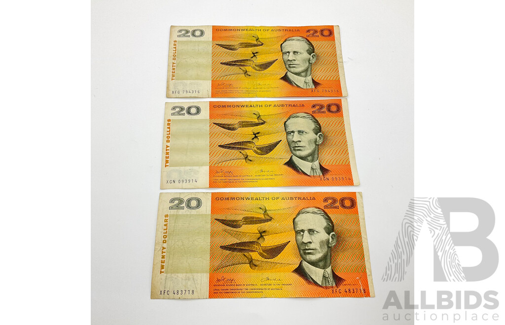 Australian Twenty Dollar Notes Phillips/wheeler XFG XGN XFC (3)