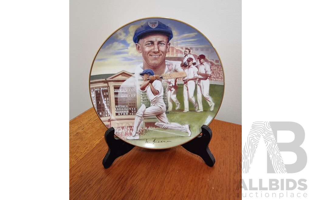 Limited Edition 'Don Bradman' Fine Japanese Porcelain (Windsor Fine China) Plate - '452 Not Out' by Brian Clinton - Plate No.191F