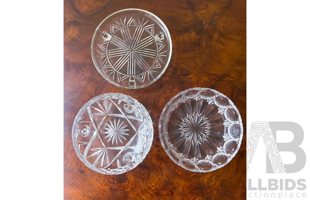 Three Cut Glass Bowls