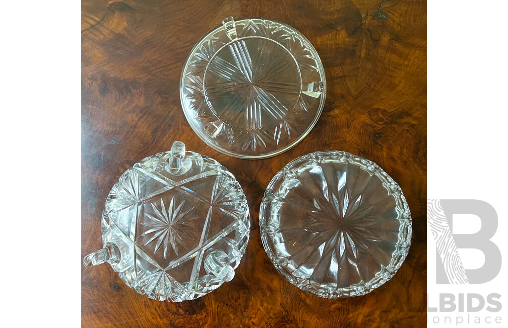 Three Cut Glass Bowls