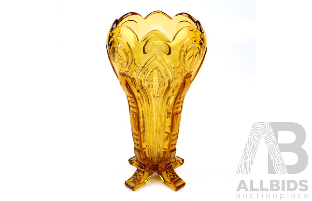 Antique Art Deco Amber Glass Vase