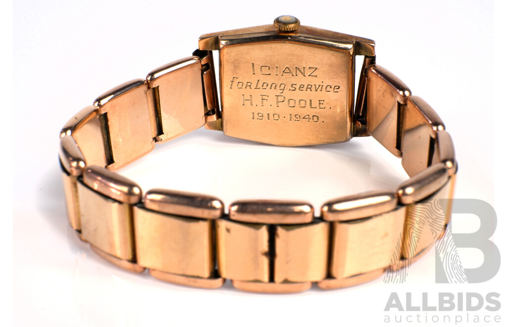 Vintage Rolled Gold Wrist Watch, Inscribed 1940