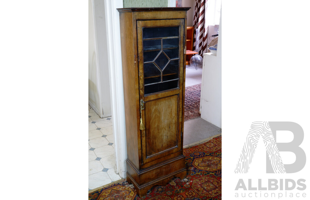 Antique Narrow Mahogany Veneer Cabinet, Early 20th Century