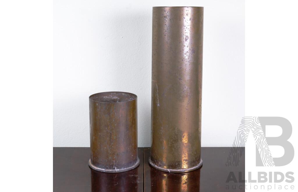 Two Large Vintage Bass Military Shells