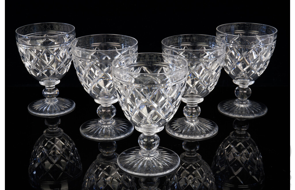 Set FIve Vintage Stuart Crystal WIne Glasses