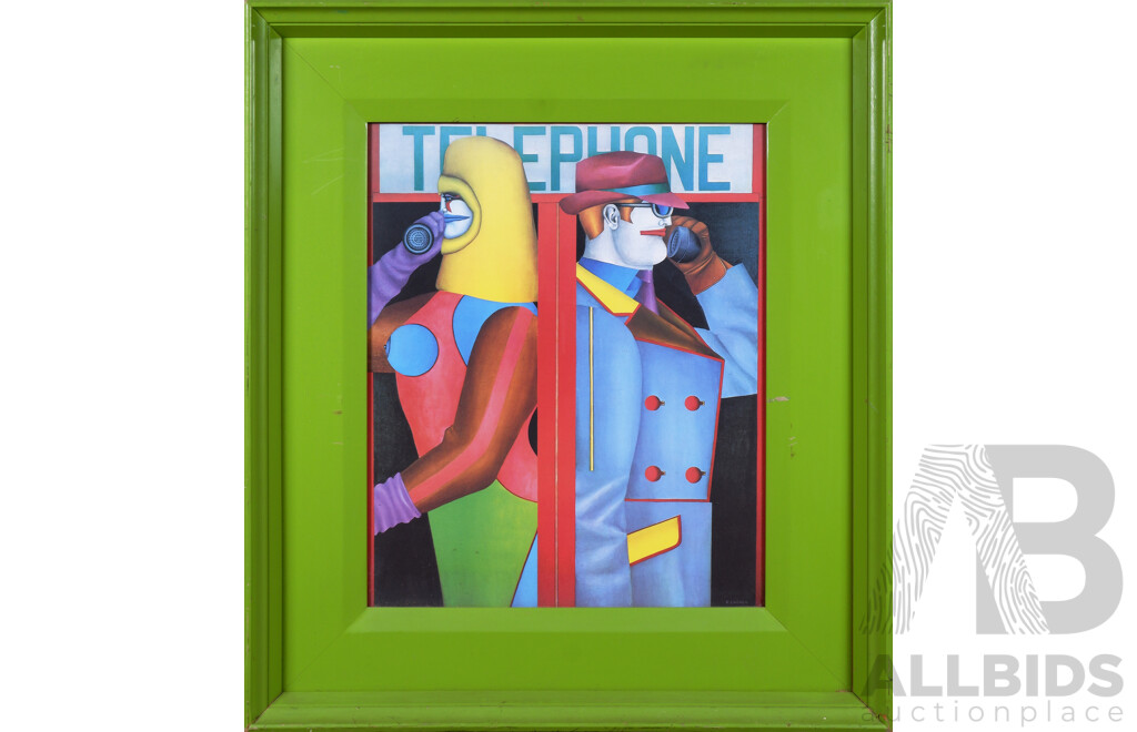 Framed Richard Lindner Offset Print, 'Telephone '1966, 98 x 86 cm (frame)