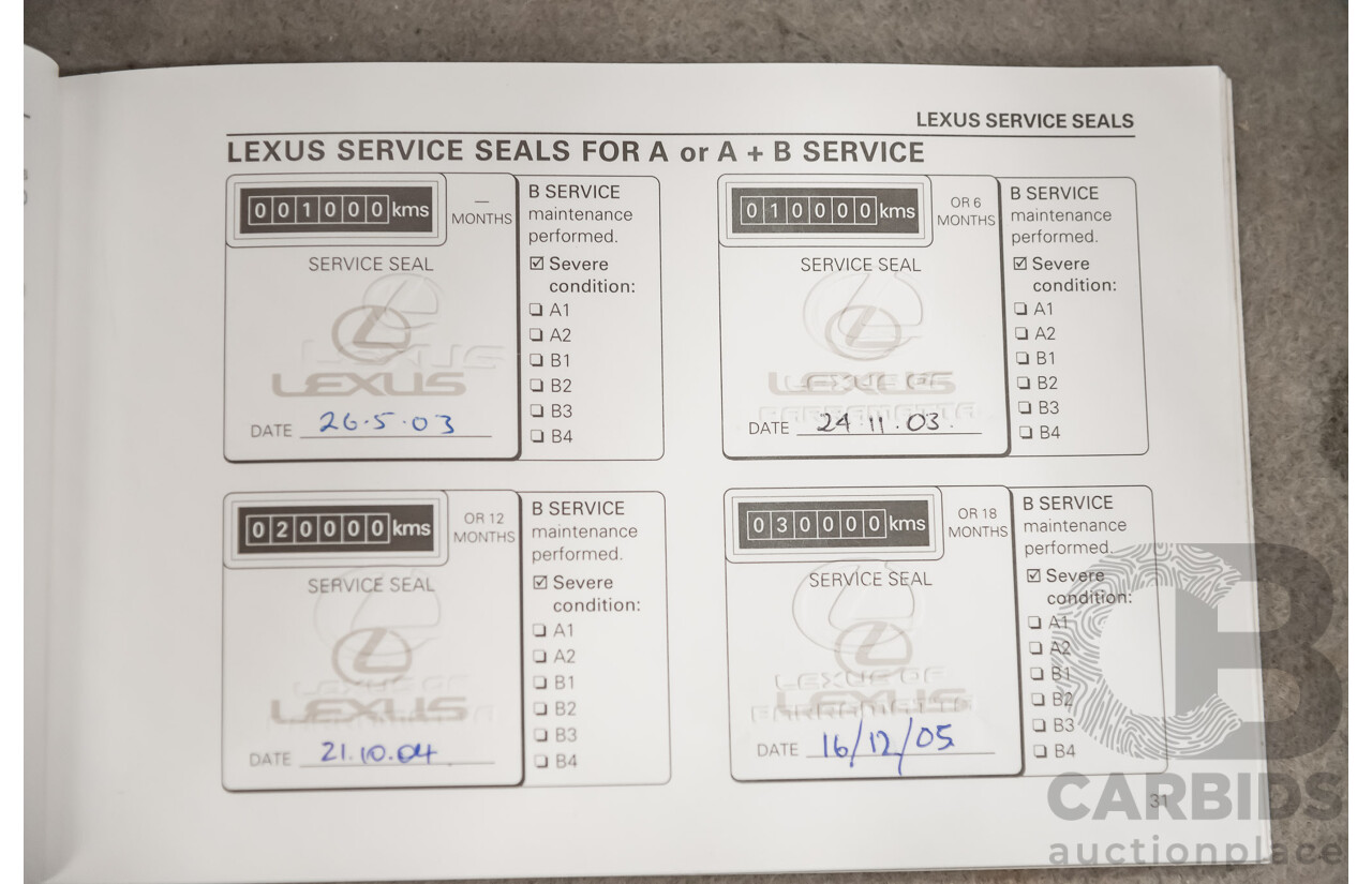 4/2003 Lexus Rx330 Sports MCU38R 4d Wagon Beige 3.3L V6
