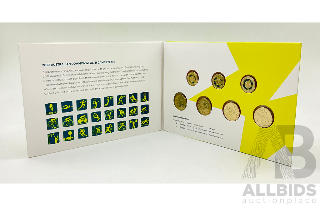 Australian 2022 Commonwealth Games Birmingham One and Two Dollar Coin Collection