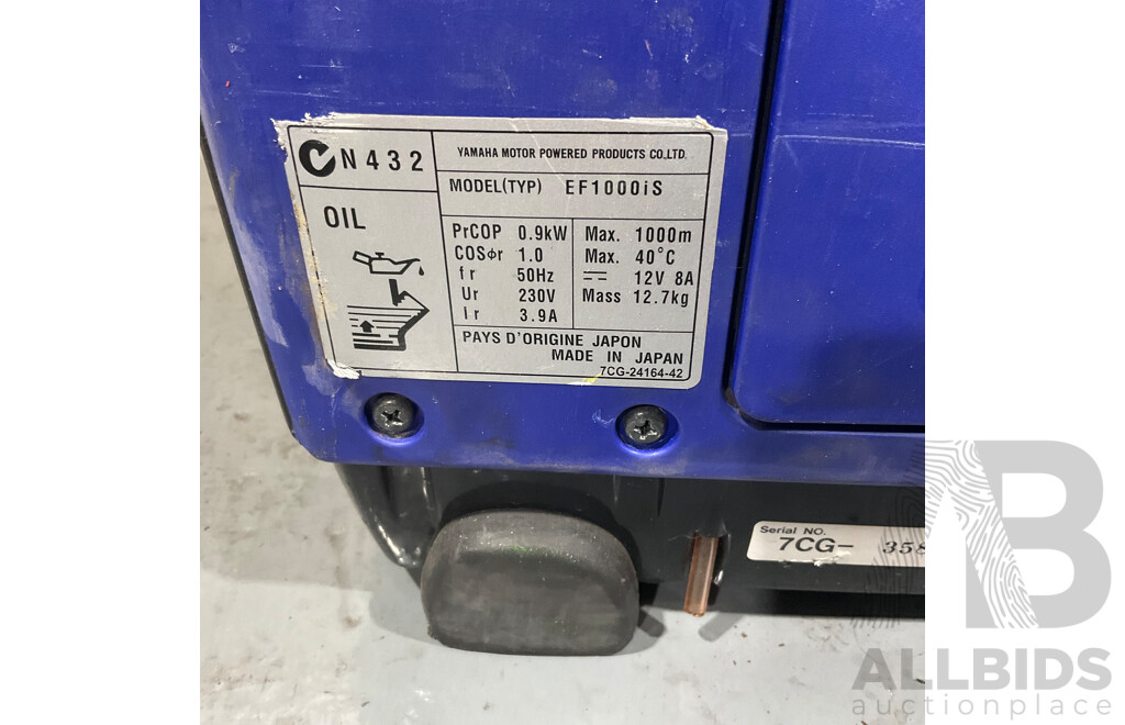 YAMAHA EF1000iS – 1 KVA Inverter Generator - ORP $1799