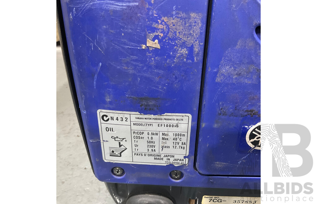 YAMAHA EF1000iS – 1 KVA Inverter Generator - ORP $1799