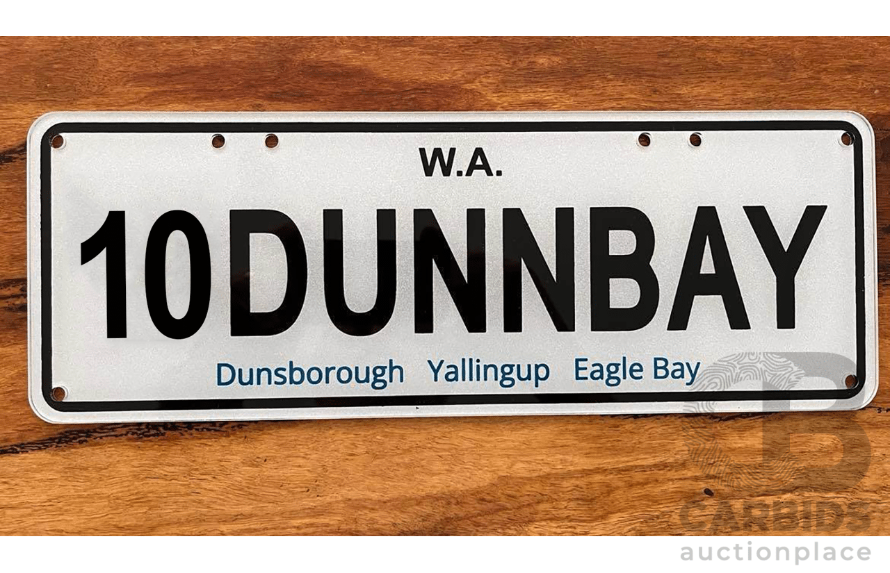 West Australia (WA) Custom Number Plate  - 10DUNNBAY