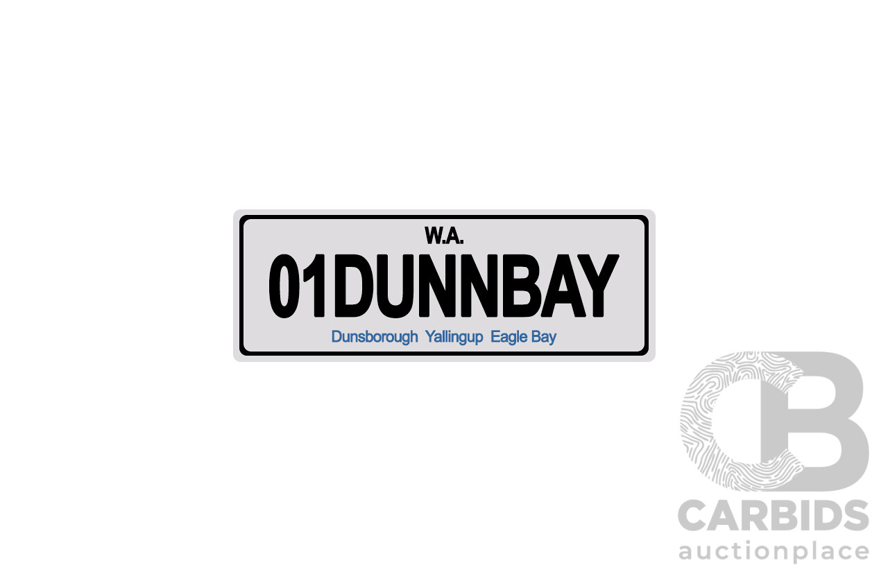 West Australia (WA) Custom Number Plate  - 01DUNNBAY