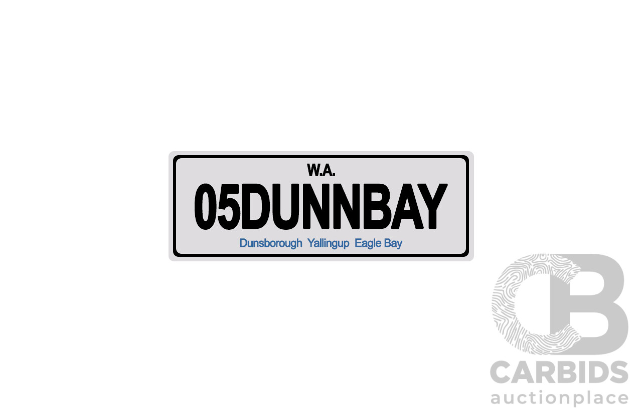 West Australia (WA) Custom Number Plate  - 05DUNNBAY