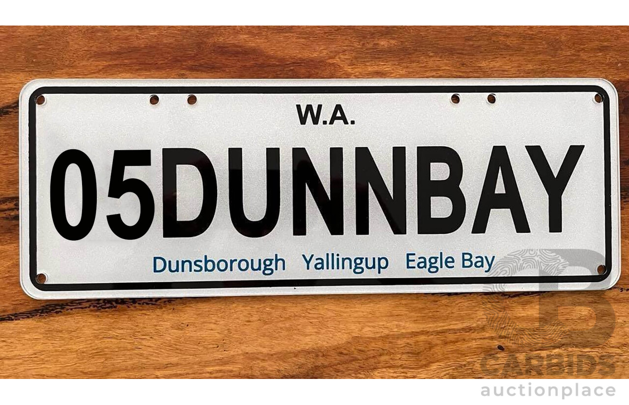 West Australia (WA) Custom Number Plate  - 05DUNNBAY