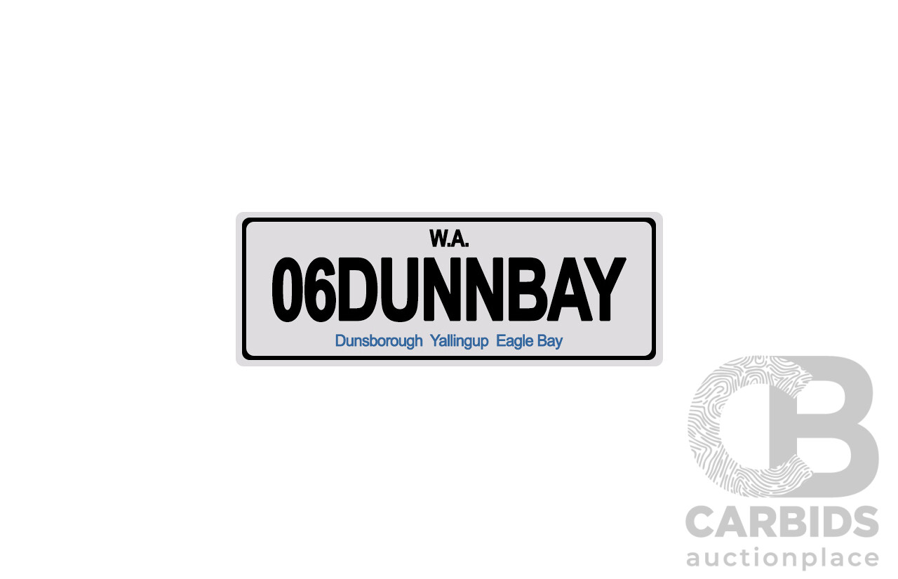 West Australia (WA) Custom Number Plate  - 06DUNNBAY