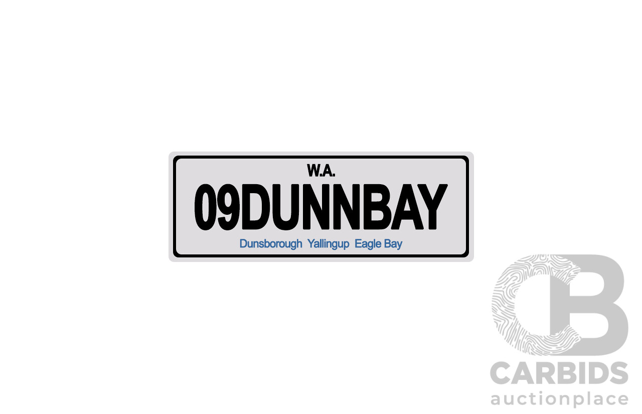 West Australia (WA) Custom Number Plate  - 09DUNNBAY