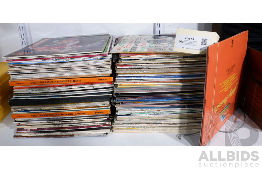 Quantity Vinyl LP Records of Mixed Genres and Including Cheech and Chong, Elvis, Jane Fonda and More