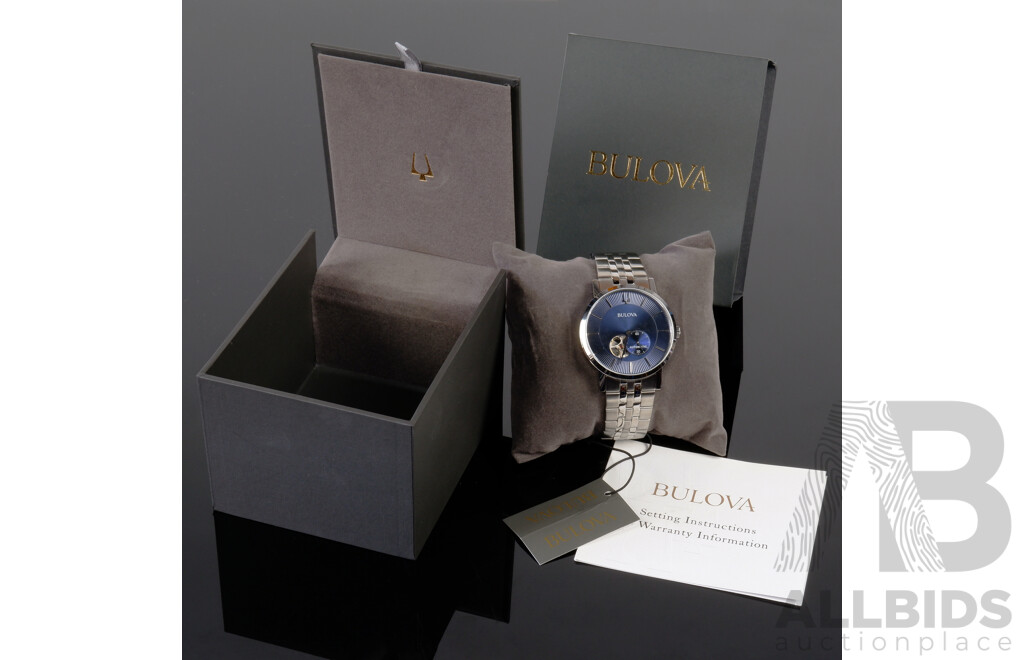 Bulova Blue Dial Stainless Steel Bracelet American Clipper 96A247 - New in Box