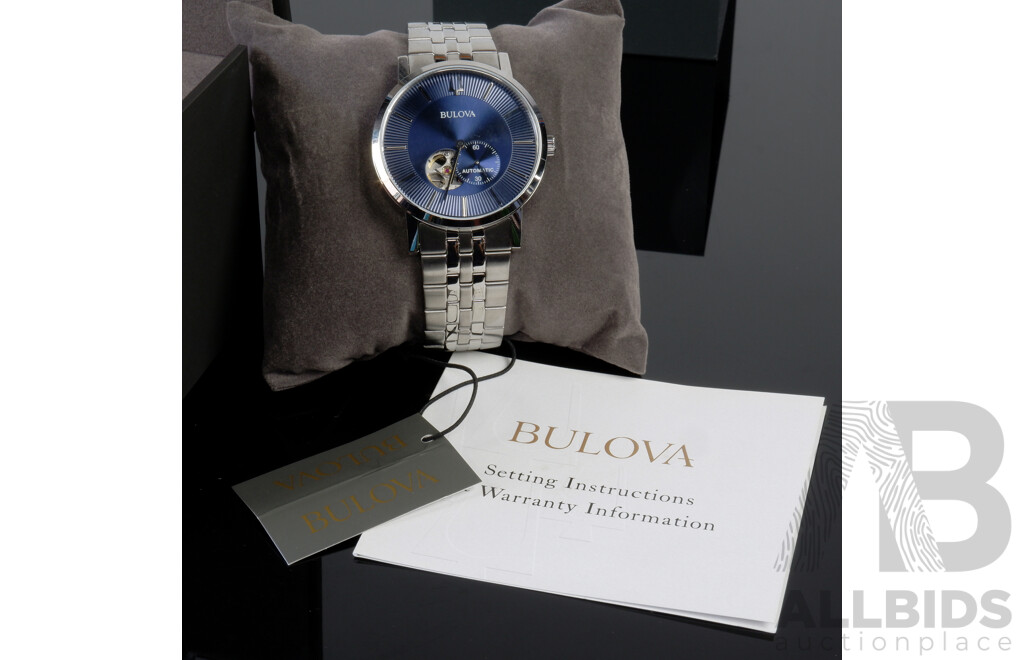 Bulova Blue Dial Stainless Steel Bracelet American Clipper 96A247 - New in Box