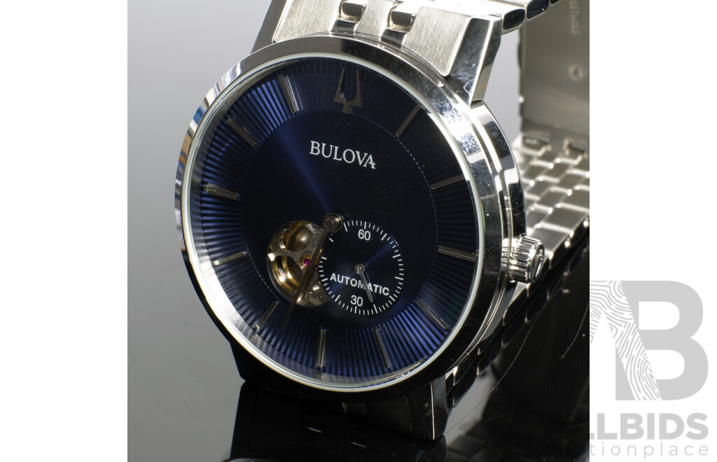 Bulova Blue Dial Stainless Steel Bracelet American Clipper 96A247 - New in Box