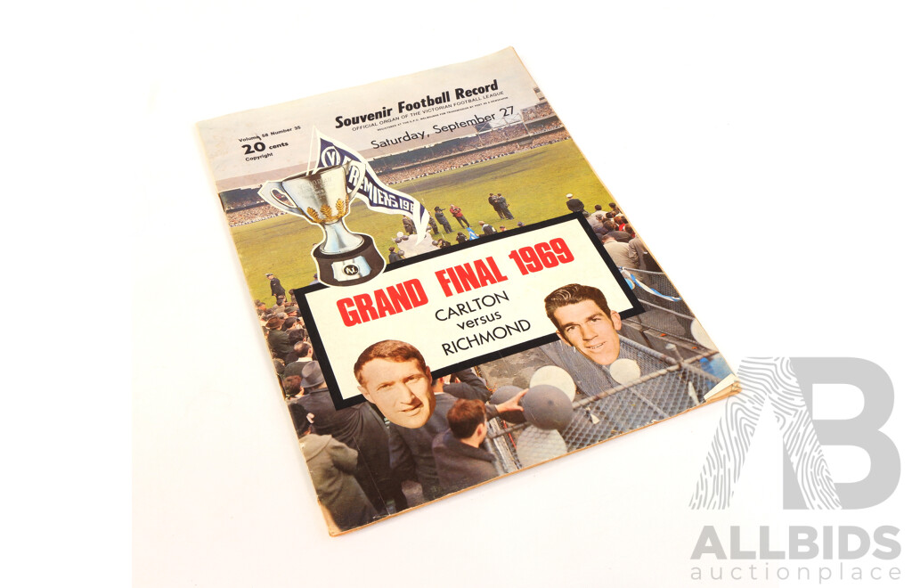 Souvenir Football Record, Grand Final 1969, Carlton Vs Richmond, Paperback