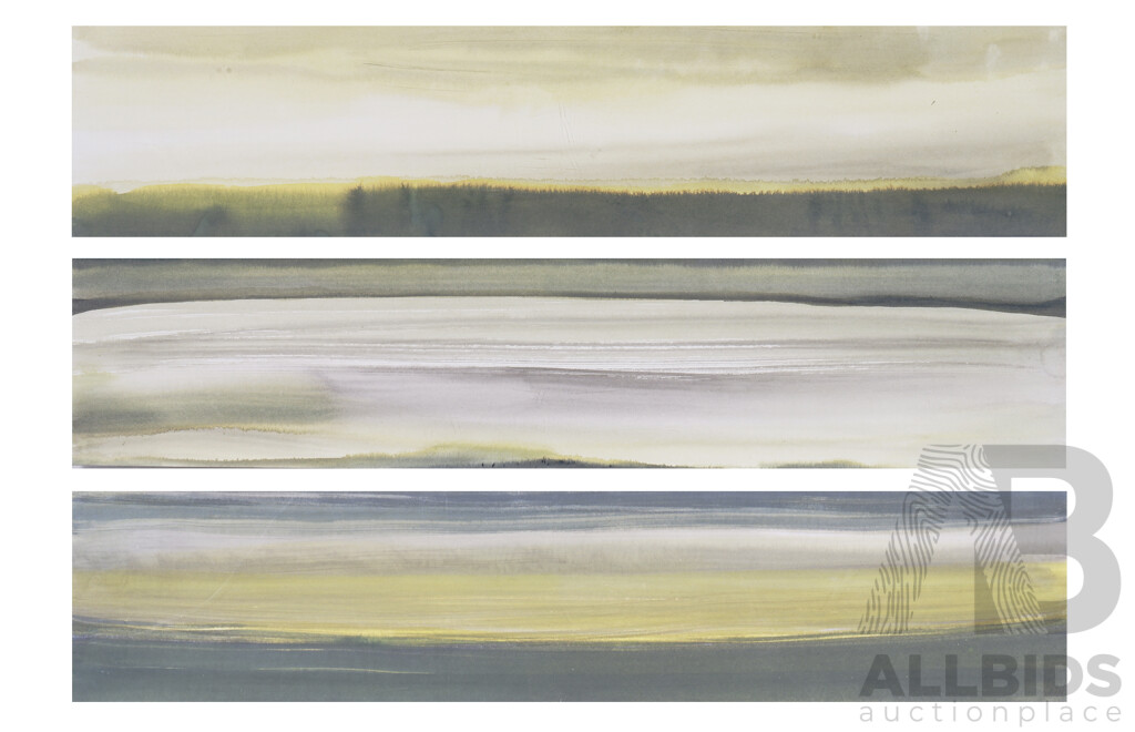 Artist Unknown, Il Lago, Watercolour, each 21 x 89 cm (triptych) (3)