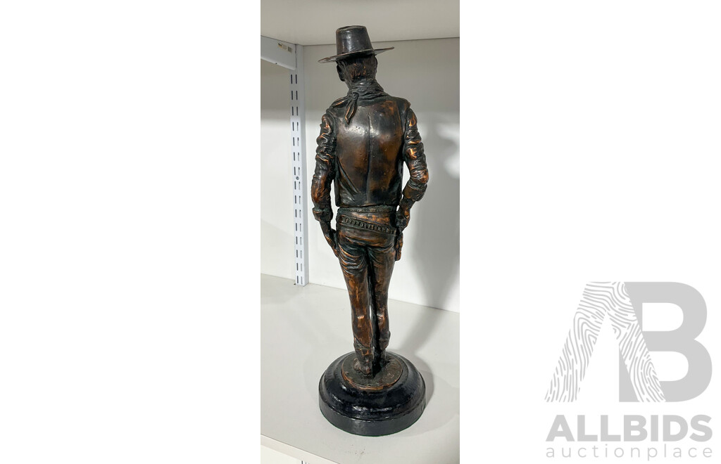 John Wayne Copper Coloured Resin Sculpture with a Custom Plywood Case