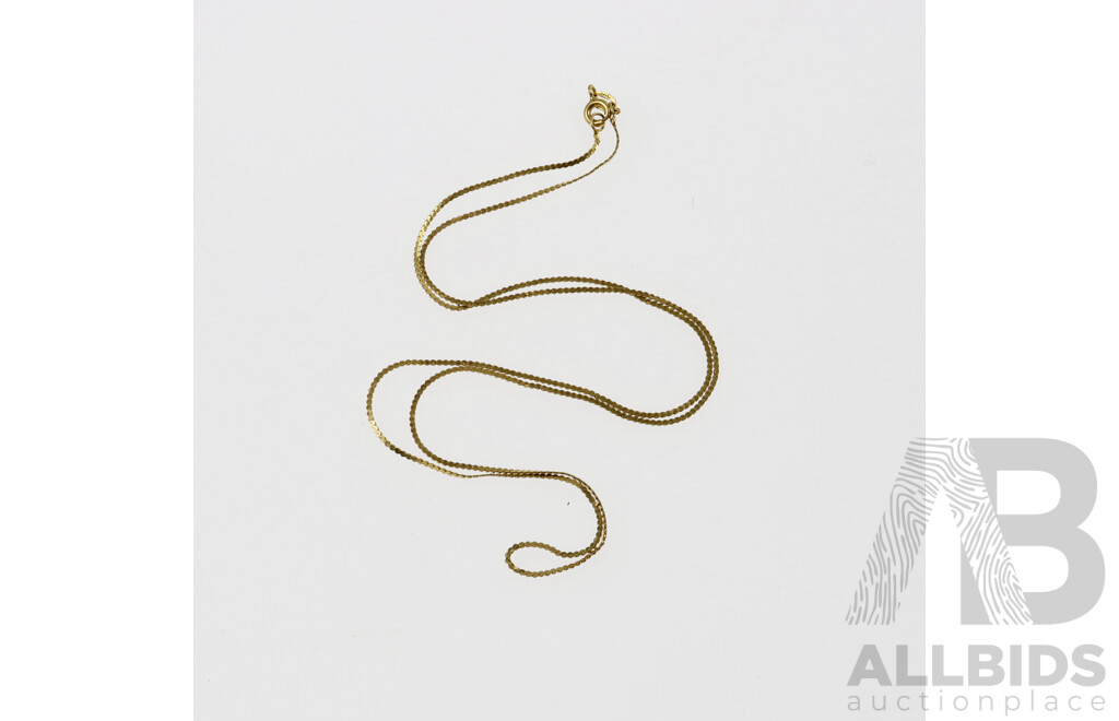 18ct Yellow Gold Snake Chain, 50cm, 2.44 Grams, Hallmarked A&C ITALY 750