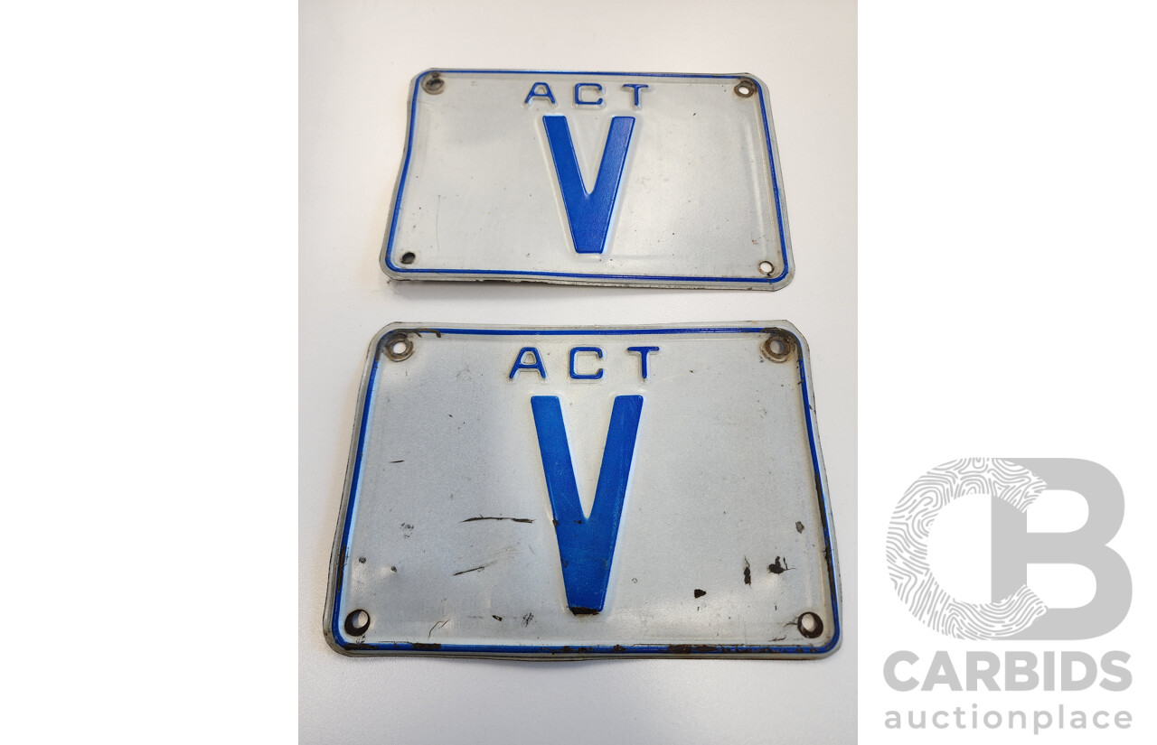 ACT Single Letter Number Plate - V