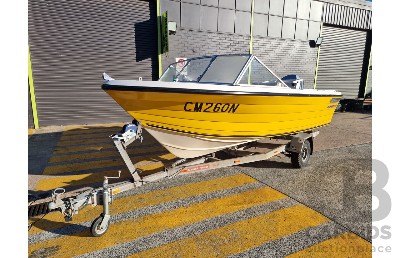 Deltacraft Bluewater V15 Fibreglass Runabout Boat With Evinrude VRO V4 115HP Outboard - H.I.N: AUWWA198342AT8 - Includes Girlock Galvanised Steel Trailer (CONVO214649)