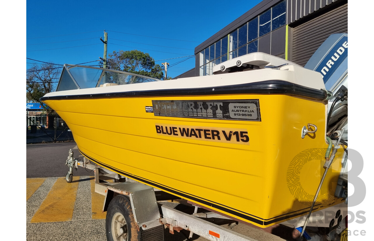 Deltacraft Bluewater V15 Fibreglass Runabout Boat With Evinrude VRO V4 115HP Outboard - H.I.N: AUWWA198342AT8 - Includes Girlock Galvanised Steel Trailer (CONVO214649)