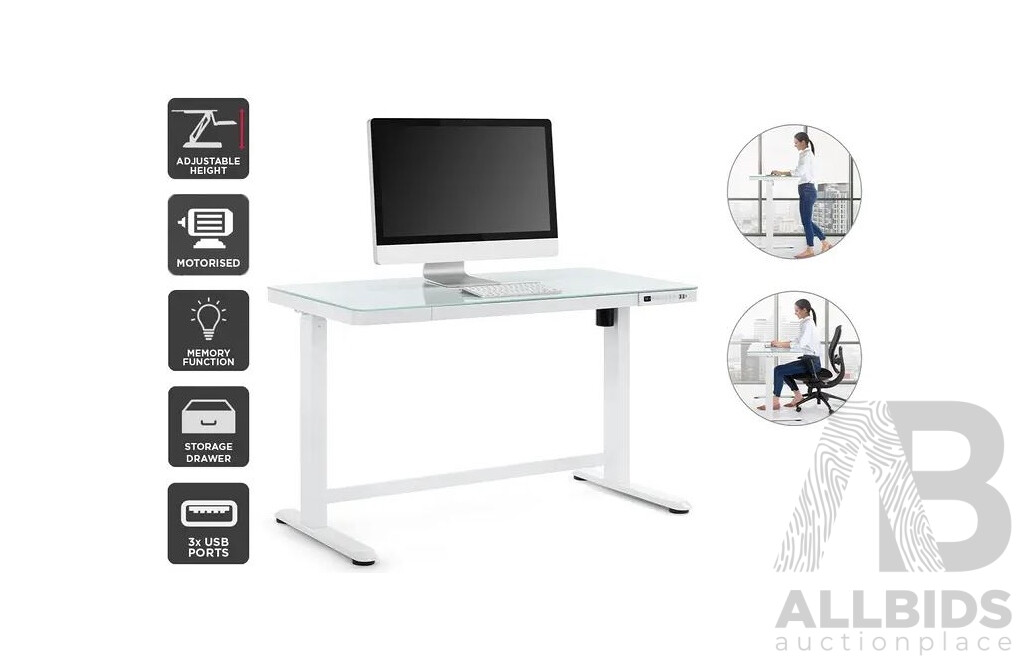 Ergolux Sorrento Electric Standing Desk (White, Glass) Table Top Only