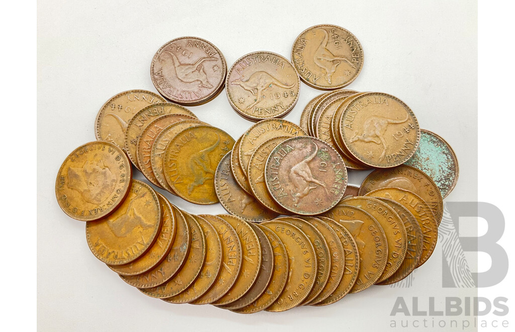 Australian Pennies Years 1944, 1945, 1947