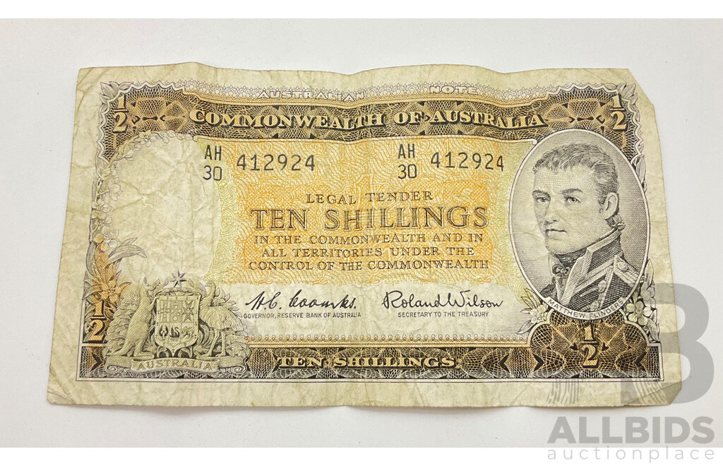 Australian Ten Shillings Note, Coombs/Wilson AH30