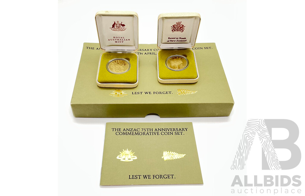 Australian 1990 Five Dollar Coins, 75th Anniversary ANZAC Commemorative Boxed Set