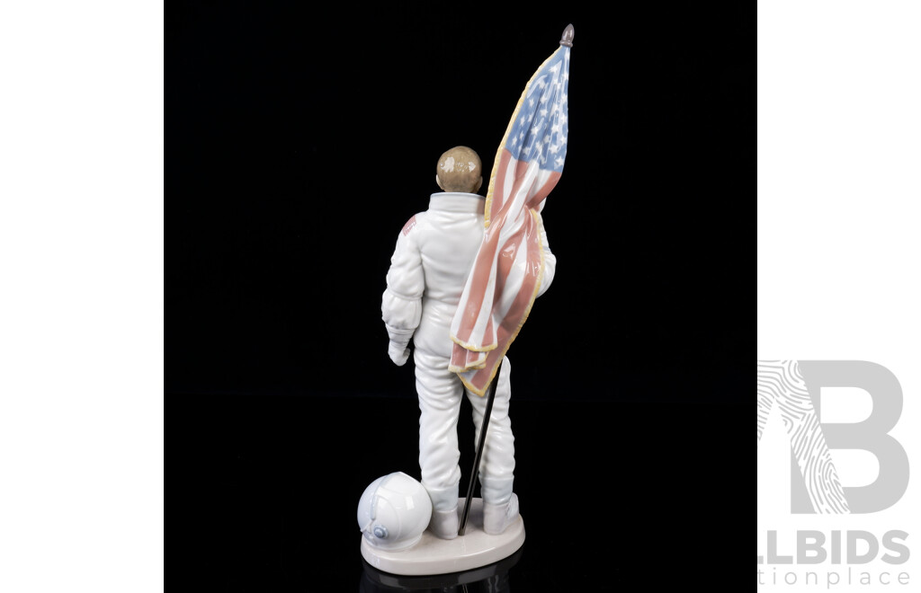 Tall Vintage Lladro The Apollo Landing Figure, One Giant Leap for Mankind 25th Anniversary, Model No 06168