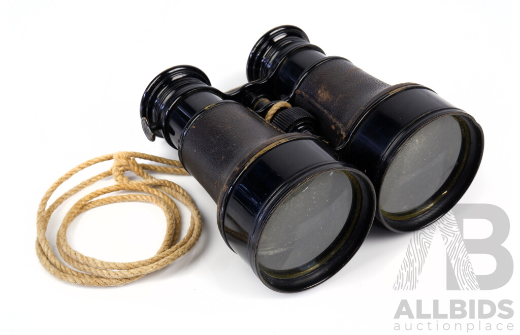 Pair of Antique Field Binoculars, Marked with Bee 3349, Possibly French