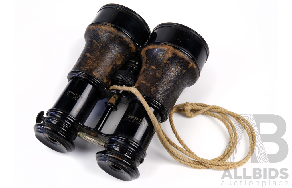 Pair of Antique Field Binoculars, Marked with Bee 3349, Possibly French