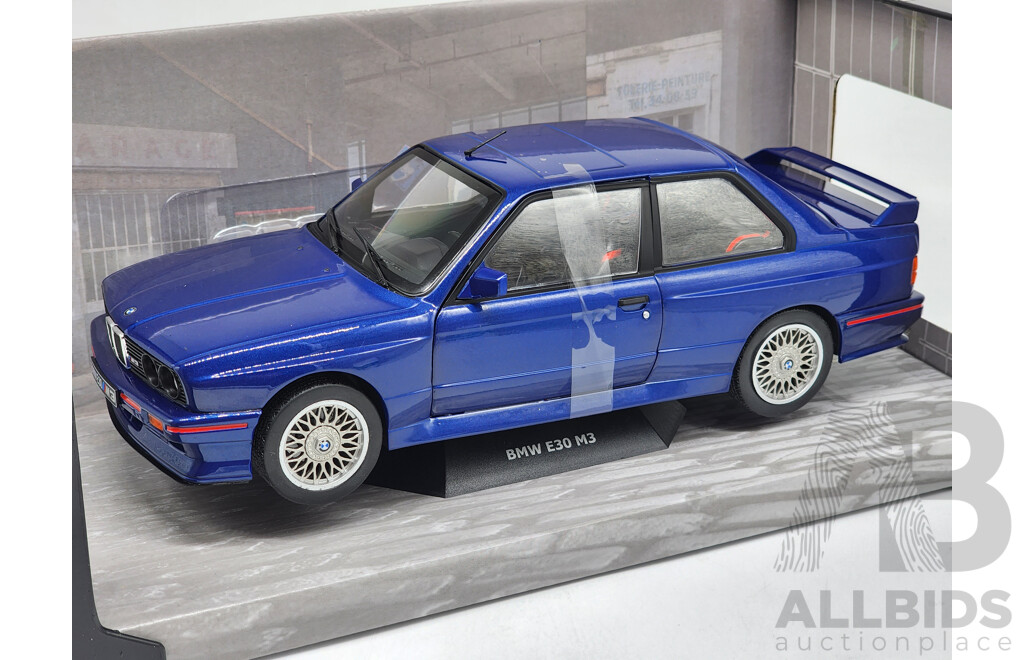 Solido 1990 BMW E30 M3 Mauritius Blue 1:18 Scale Model Car - New