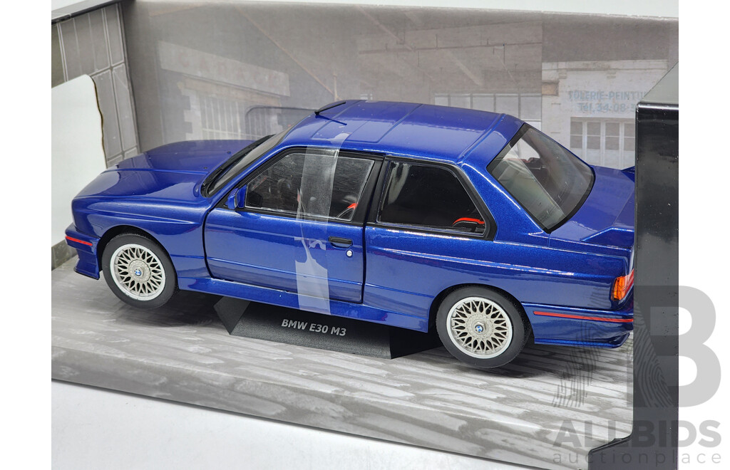 Solido 1990 BMW E30 M3 Mauritius Blue 1:18 Scale Model Car - New