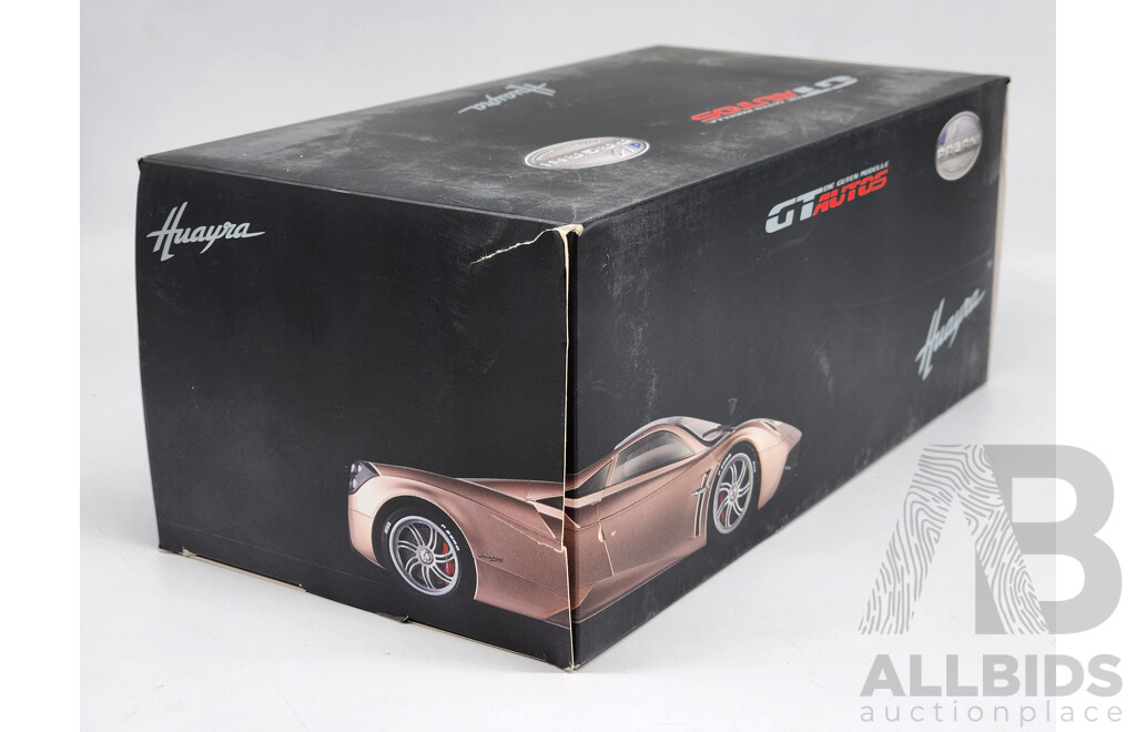 GT Autos Pagani Huayra Pearl White with Gold Wheels 1:18 Scale Model Car