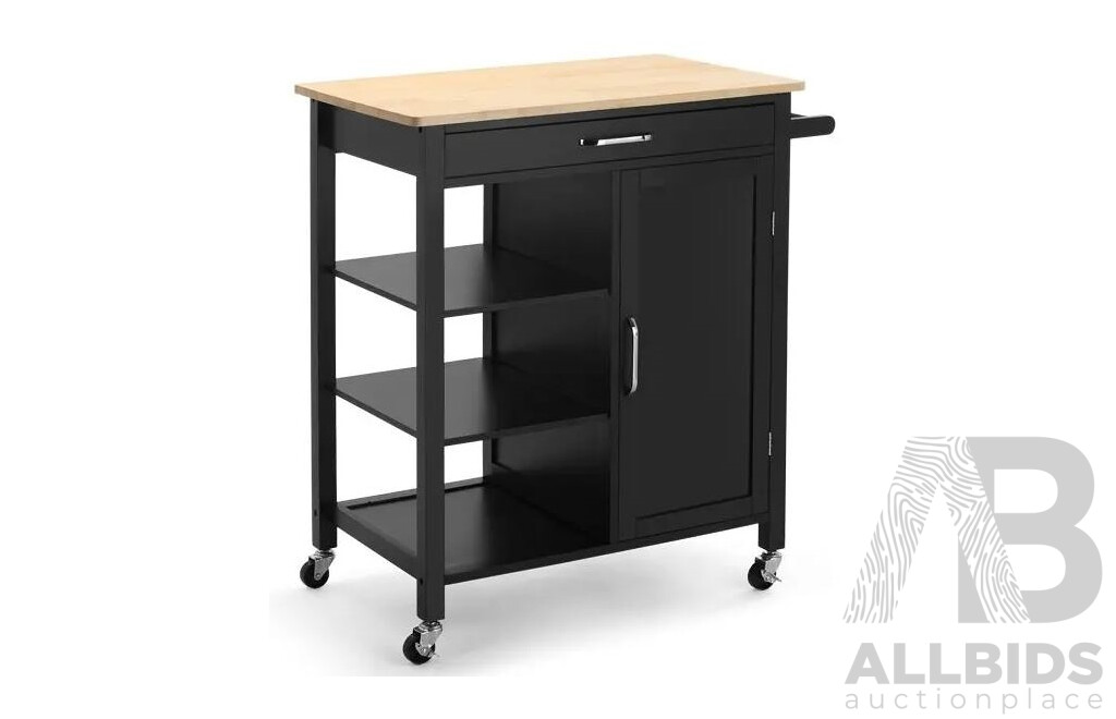 Shangri-La Molokai Wooden Kitchen Trolley (Black) - ORP $129.00