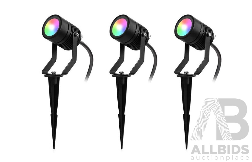 Kogan SmarterHome RGB Smart LED Outdoor Spotlight (Set of 3) - Lot of 2 - Total ORP $202.38