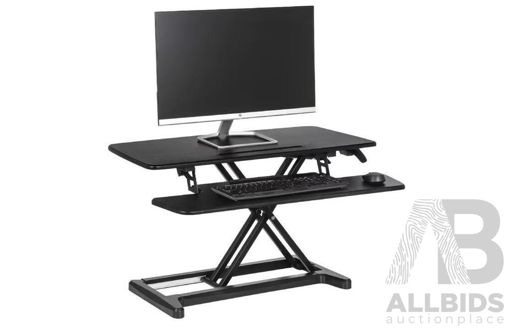 Ergolux DuoPro Height Adjustable Sit Stand Desk Riser (Small, Black) - ORP $153.00