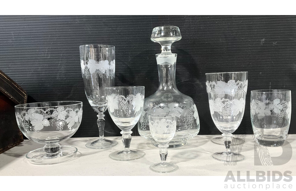 Extensive Collection of Vintage Bohemia Crystal Drinking Ware