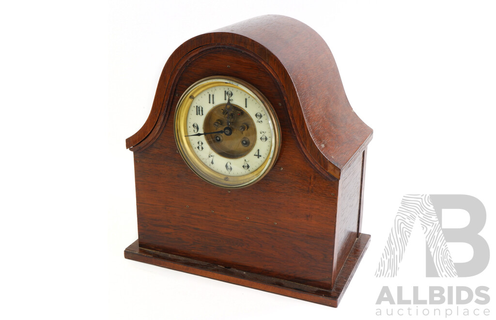 Vintage Mahogany Mantle Clock with Japy Freres Movement